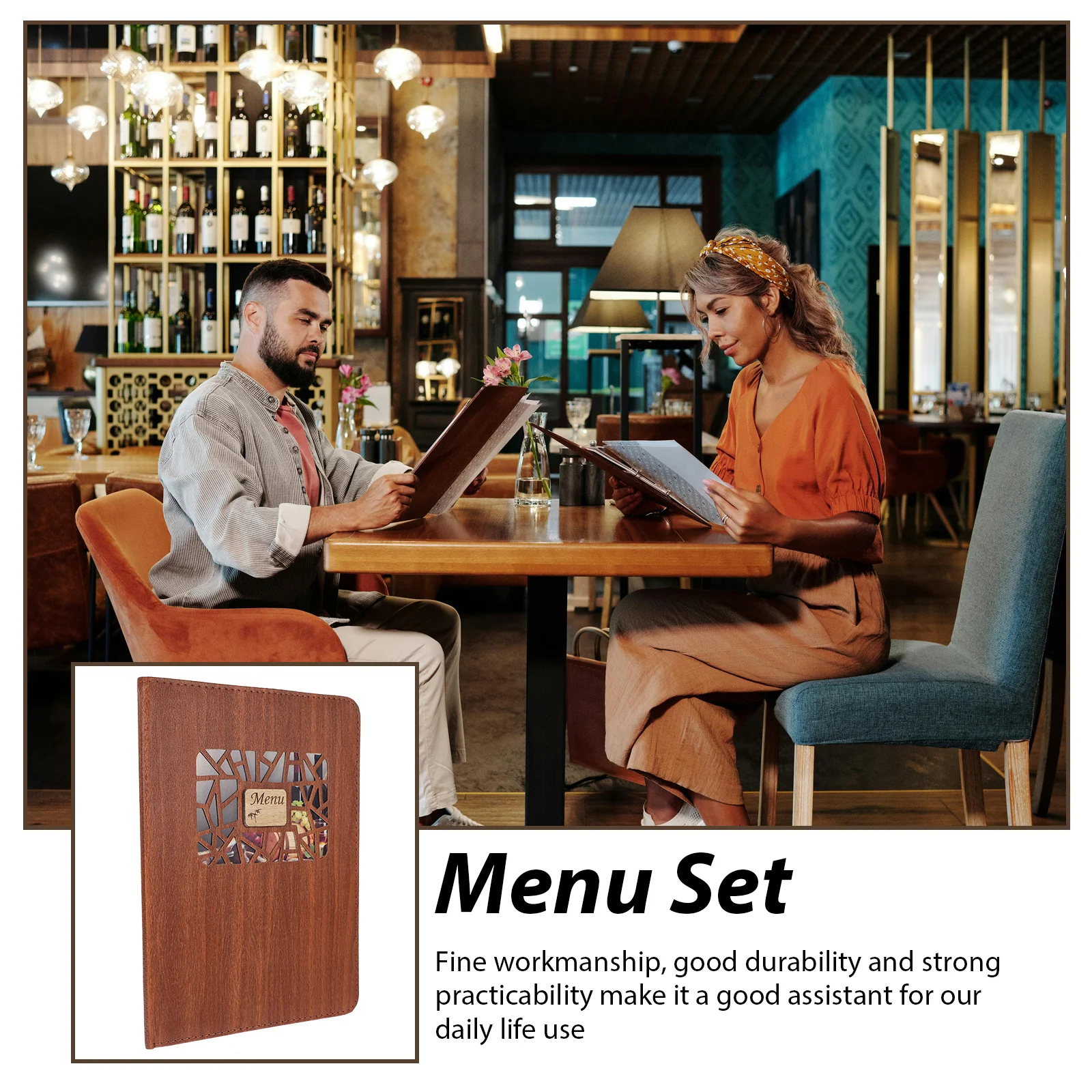 

Double Views Transparent Menu Cover Menu Holder Durable Protective Slide-in Design Metal Corner Restaurant