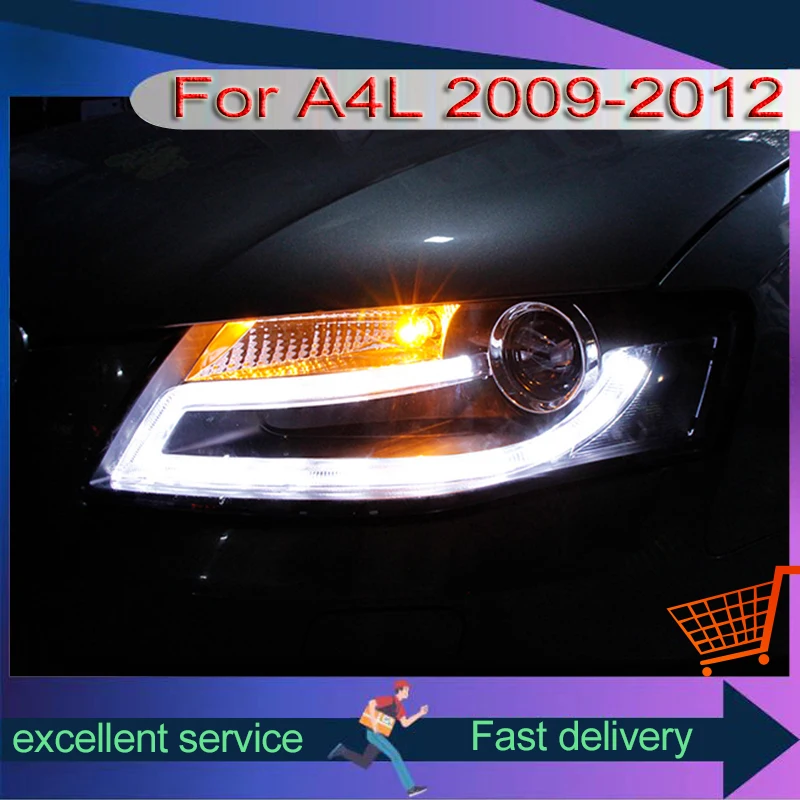 

Автоматические фонари для Audi A4L B9 HID 2009-2012 гг., передний фонарь DRL, указатель поворота, светодиодный ксенон, линза проектора, автомобильный аксессуар