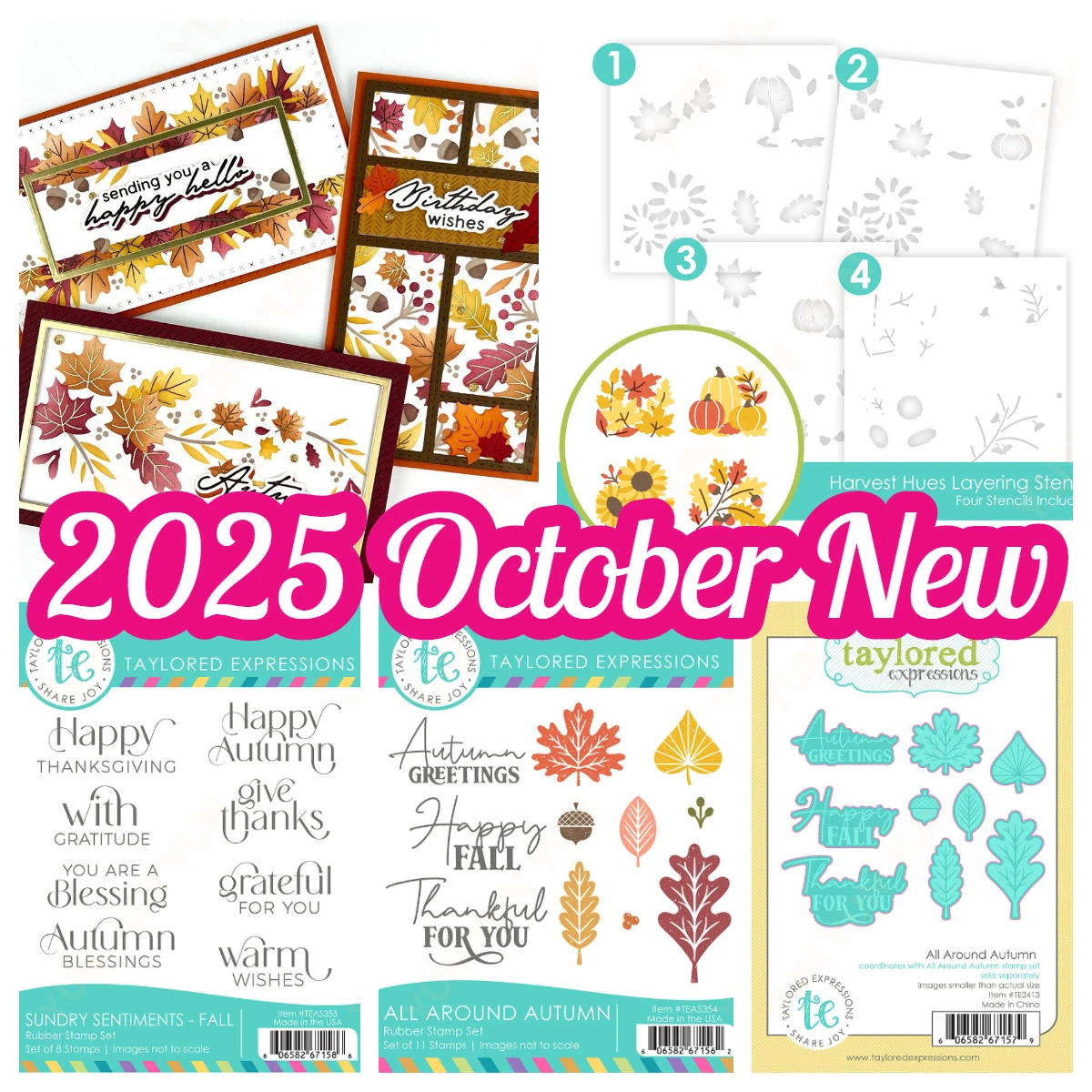 

2025 New All Around Autumn Sundry Sentiments Stamps Dies Harvest Hues Layering Stencil DIY Greeting Card Scrapbooking Christmas