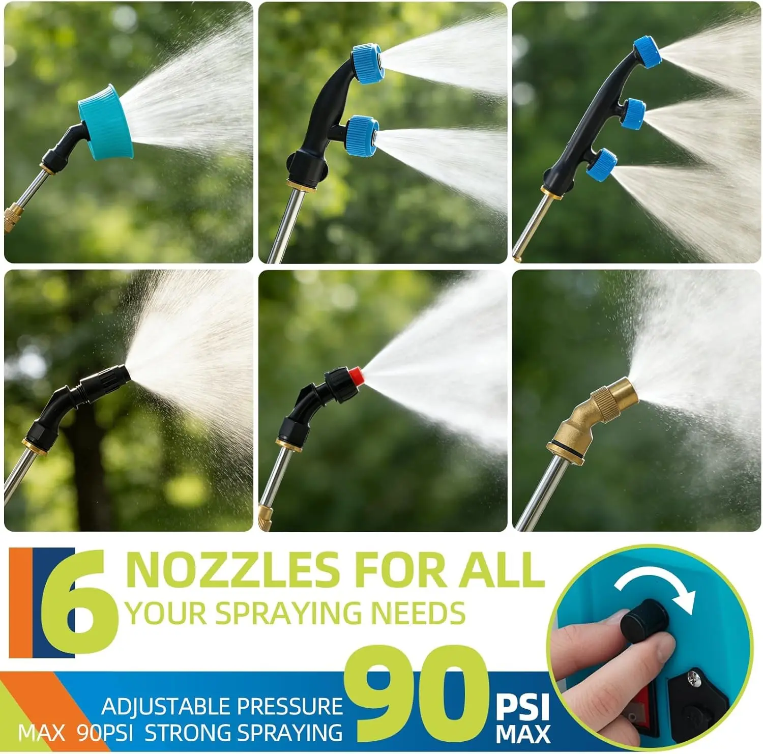 12V 4-Gallon Battery-Powered Backpack Sprayer – 8Ah Battery, 90 PSI Adjustable Pressure, 6 Nozzles & 2 Wands, 4–6 Hour Runtime for Weeding and Spraying