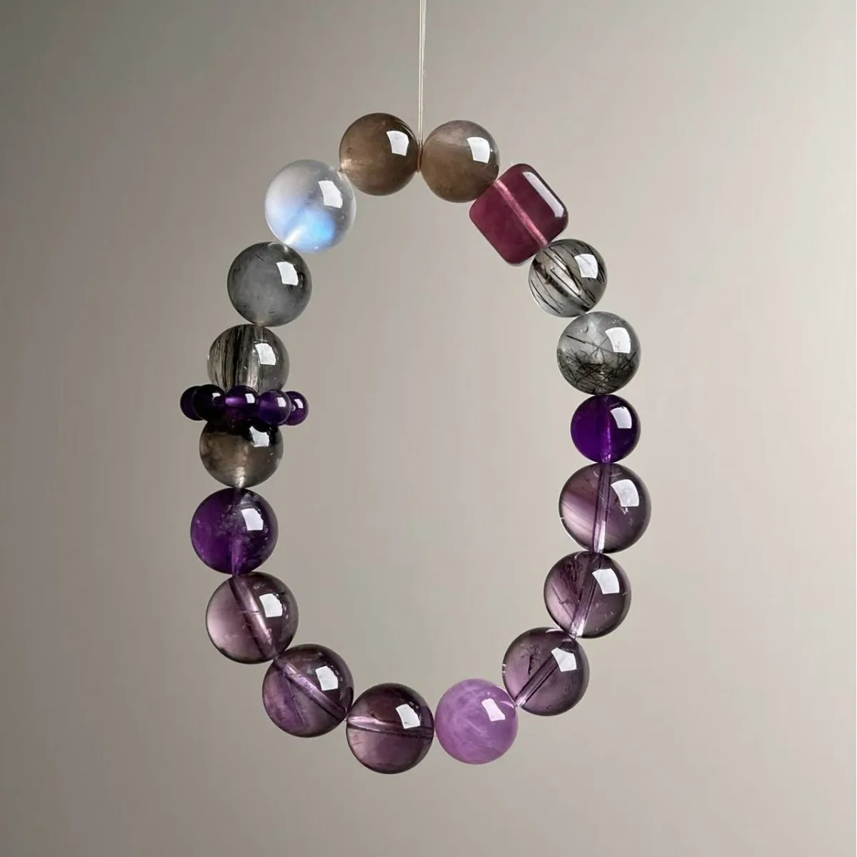 

Amethyst Bracelet Original Multi-Gemstone Nine Purple Fire Yellow and Red ，Strawberry Crystal Light Luxury Women's Bracelet