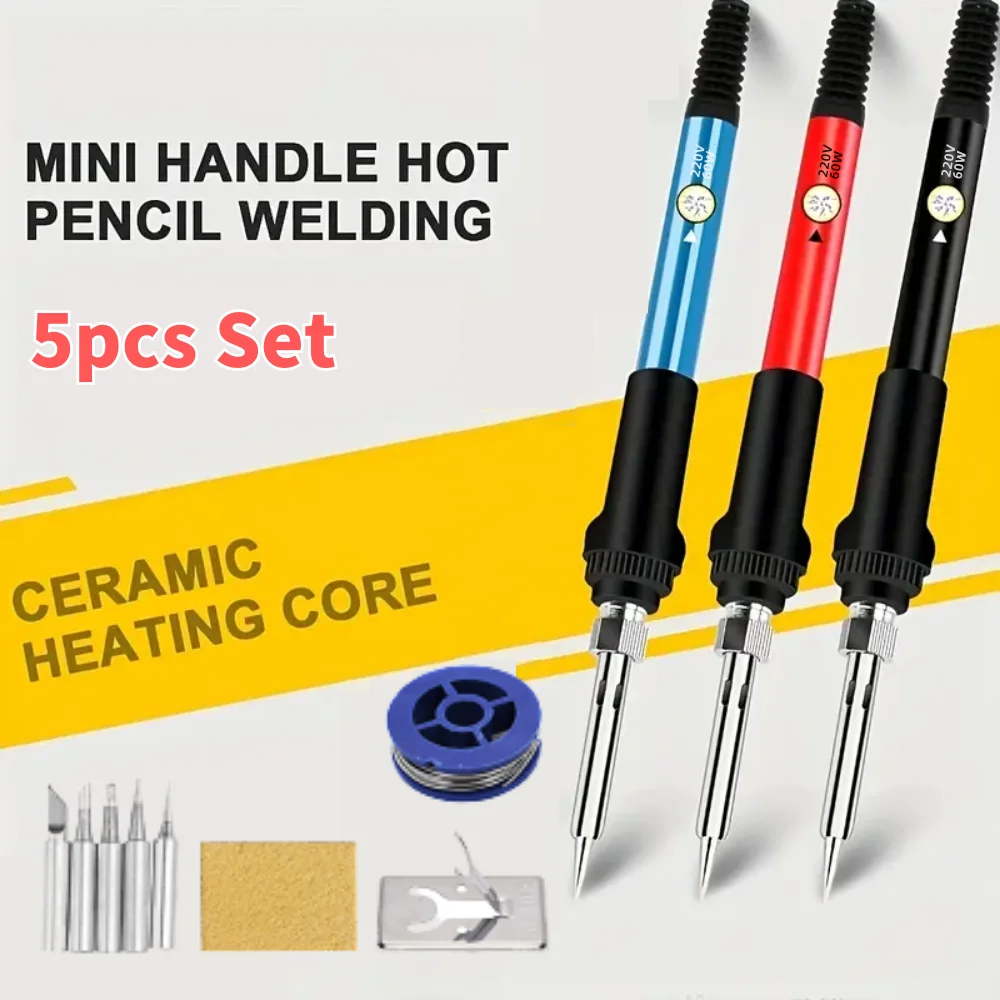 60W Electric Soldering Iron Adjustable Temperature Replaceable Soldering Iron Head Soldering Iron Pen Welding Kit