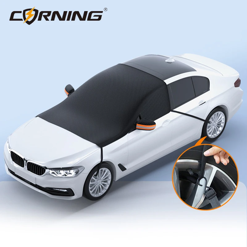 Universeller Magnetischer Auto-Windschutzscheiben-Sonnenschutz Sommer UV-Schutz Wärmeisolierung Abdeckung mit Reflektorstreifen für Limousine SUV – Detail 5