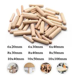 100/50pcs Woodworking Dowel Craft Dowel Pins Rods Set Furniture Fitting Dowel Pin Wooden Cabinet Drawer Round Fluted Wood