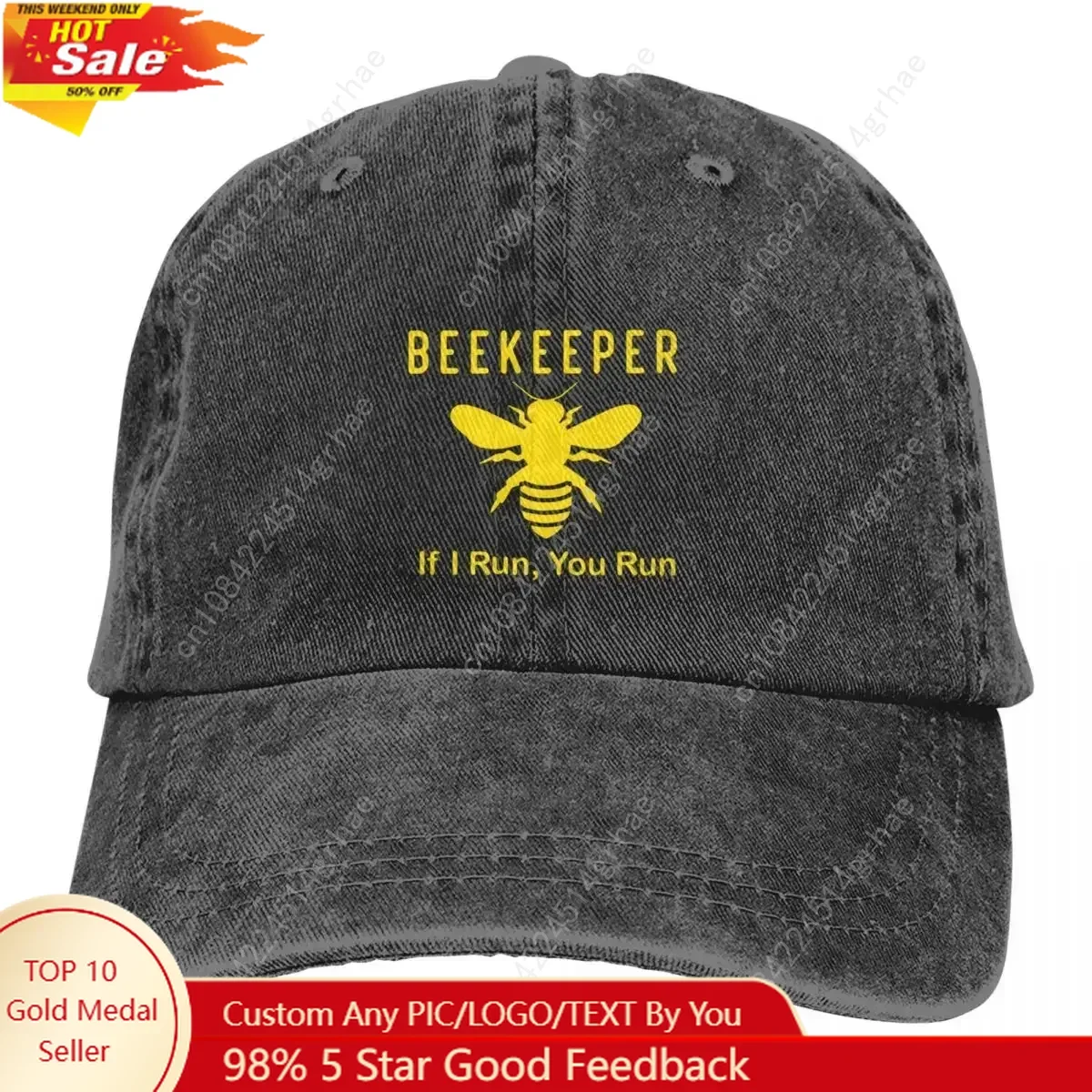 

Beekeeper If I Run You Run Baseball Cap Funny Beekeeping Outdoor Fashion Hip Hop Hats Fashion Printed Washed Baseball Caps