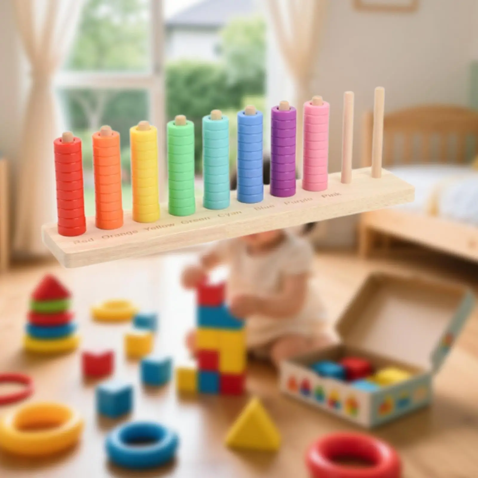 Gioco di abbinamento colori in legno Ordinamento arcobaleno Giocattolo impilabile Attività di apprendimento cognitivo educativo per bambini dai 2 anni in su