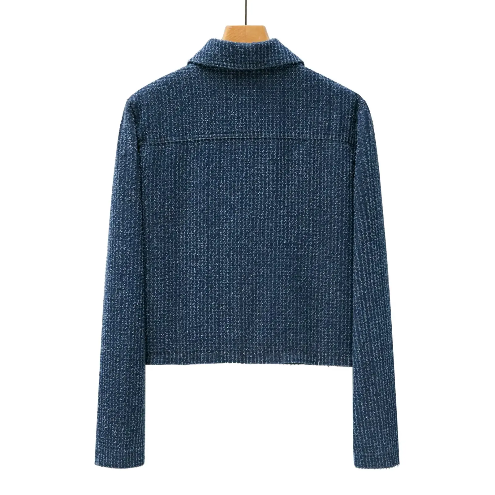 2025 nova queda moda feminina lapela denim jaqueta minimalista casual feminino wear azul commuter jaqueta