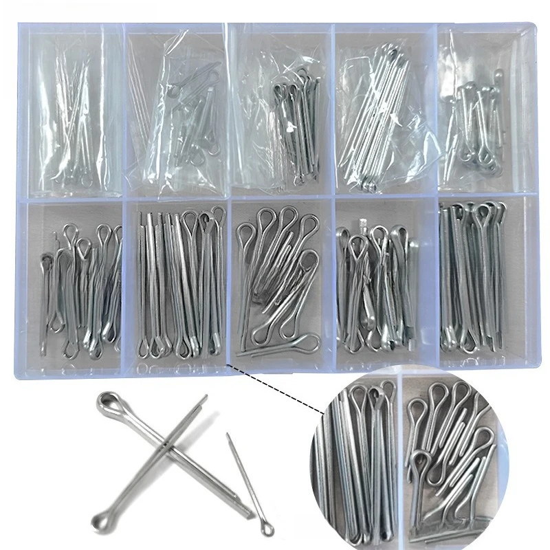 150 pcs 304 stainless steel split pin hair clip pin spring pin 15 specifications U-shaped  box