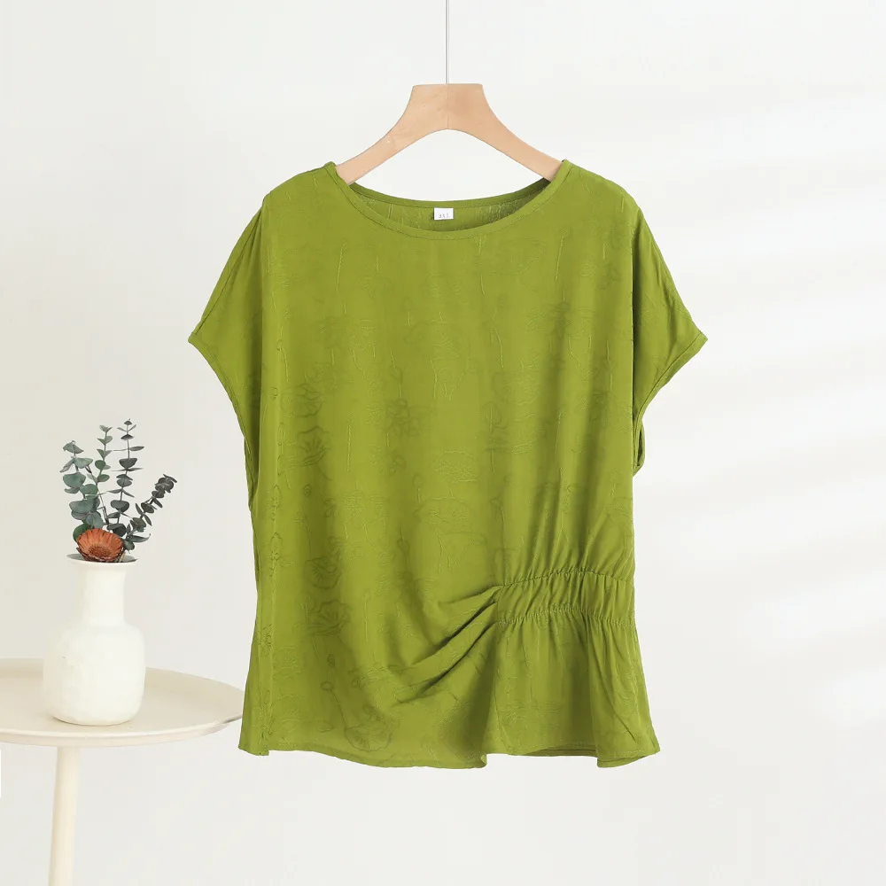 الصيف بلايز بلا أكمام فلوي استرخاء صالح التخسيس تي شيرت غير رسمي مع الخصر المدخن المألوف موضة Ruched المحملة القمم