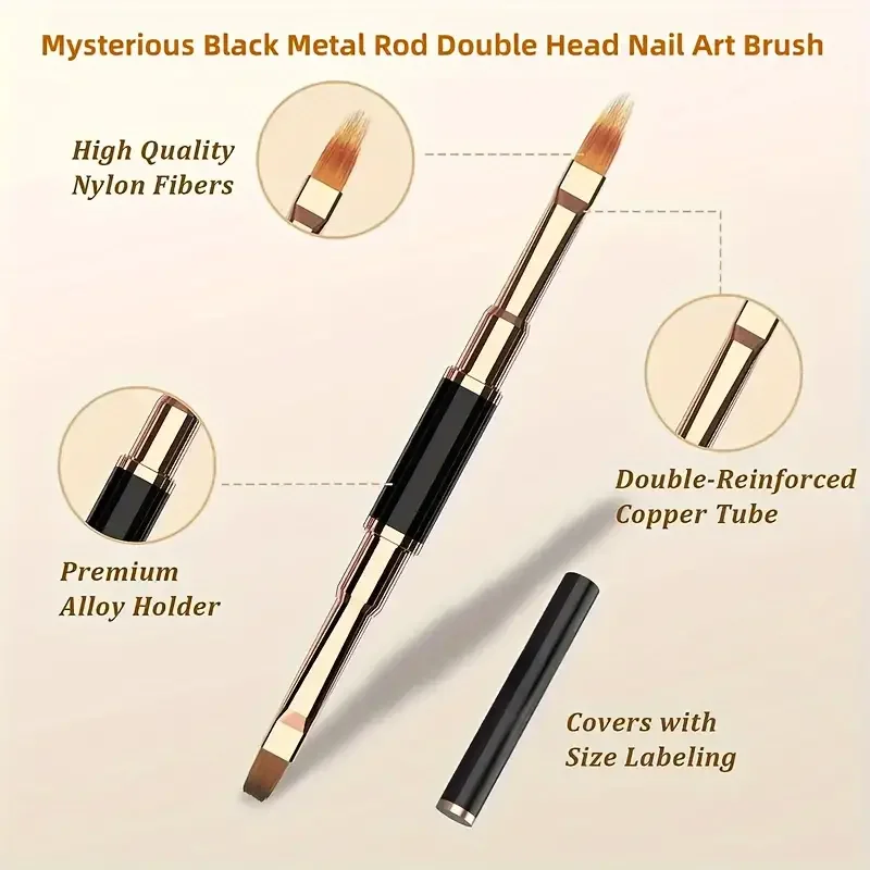 Professional Nail Art Brush Set 5pcs Double-Ended Nail Art Brushes For Long Lines Thin Liner Brush For Nails Detail Design Gift