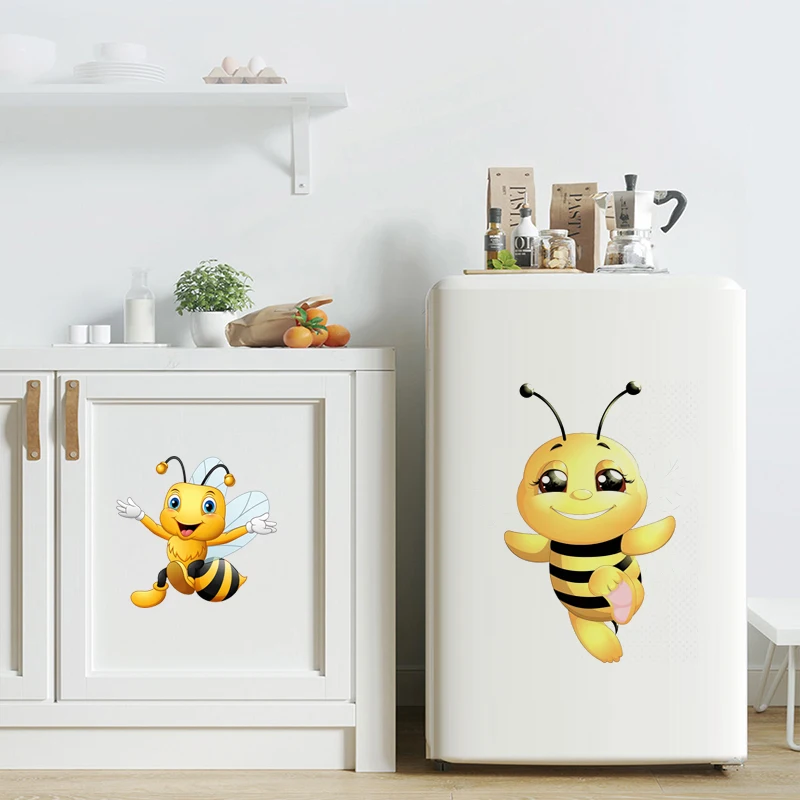 T316# Cute little Bee Cartoon Insect Wall Sticker  Children\'s Bedroom Decoration Sticker Toilet Refrigerator Decal