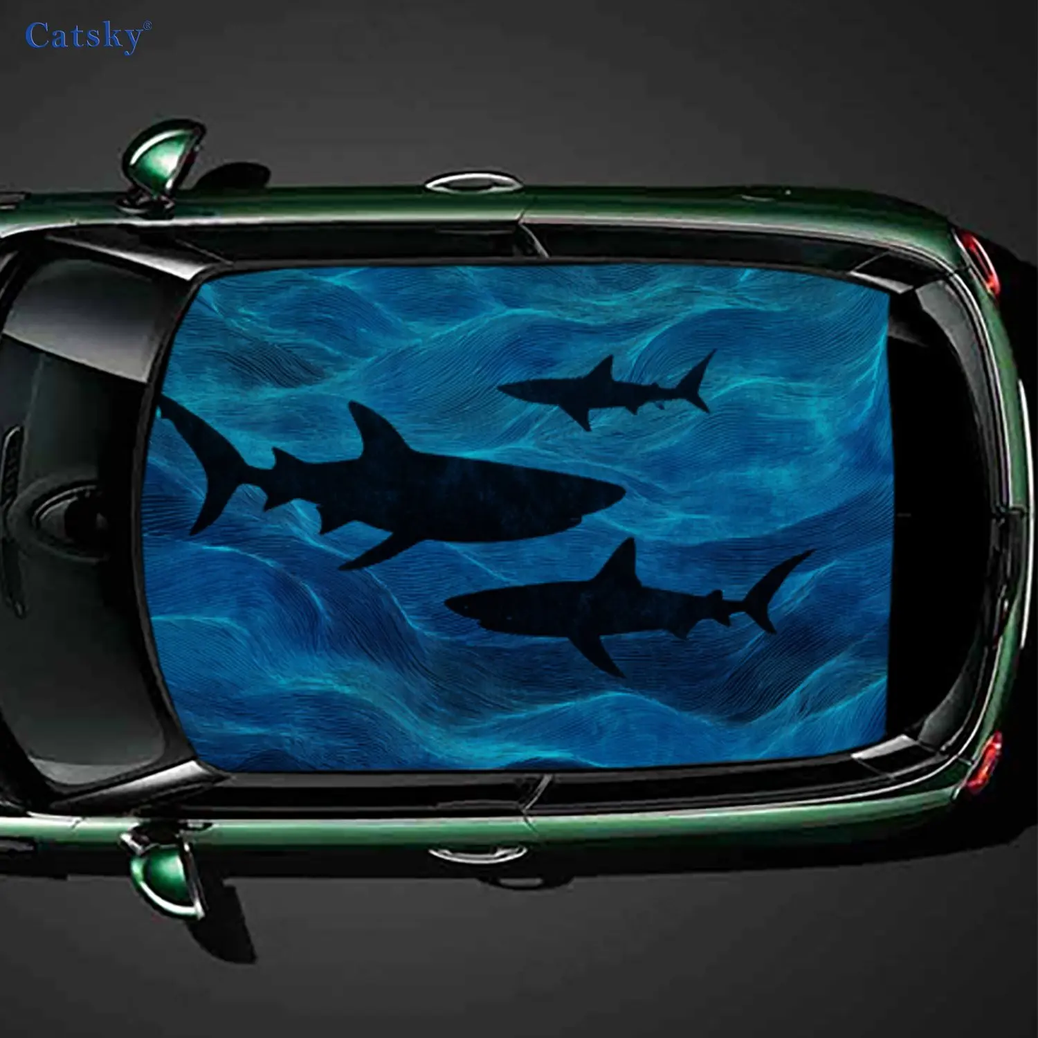 

Shark Pattern PVC Car Roof Sticker, Self-Adhesive Waterproof Car Vinyl Decal, Car Decoration Protection Stickers, Easy Install C