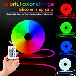 Elastyczny silikonowy neon LED Sign Light RGB Strip Lamp Rope Wodoodporny ściemnialny pilot USB 5V SMD 3535 108 diod LED/M Decor