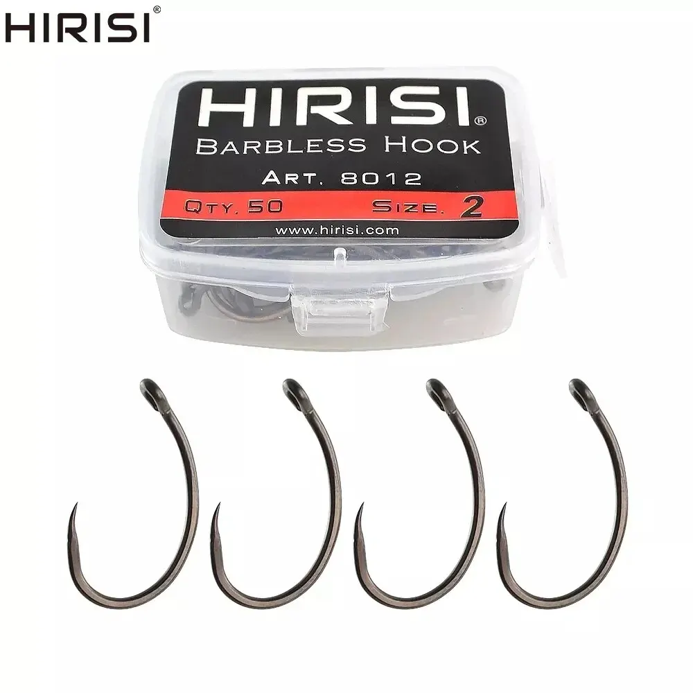 Hirisi 50pcs Coating High Carbon Stainless Steel Barbless Hooks 8012 Fishing Hook Fishing Tool Accessories