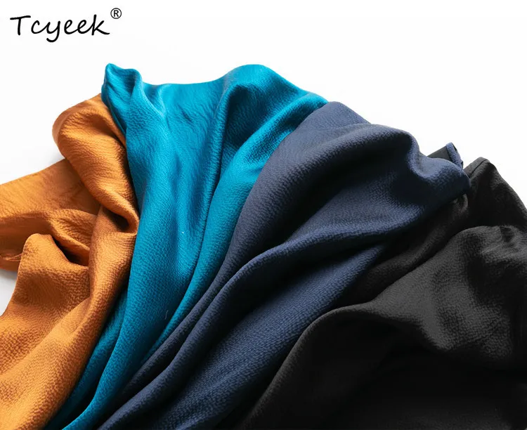 Tcyeek 100% Real Silk Skirts for Women 2026 Summer Elastic Waist Luxurious Fishtail Skirt Ladies Clothing Faldones Para Mujer