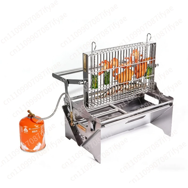 Parrilla de barbacoa plegable invertida, a leña, con tanque de gas, multifuncional, exquisita y compacta