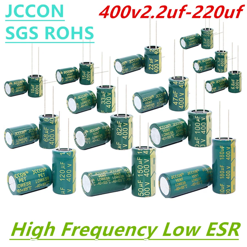 400v 2.2uf 4.7uf 6.8uf 10uf 15uf 22uf 33uf 47uf 68uf 82uf 100uf 120uf 150uf 180uf 220uf JCCON Aluminum Electrolytic Capacitor