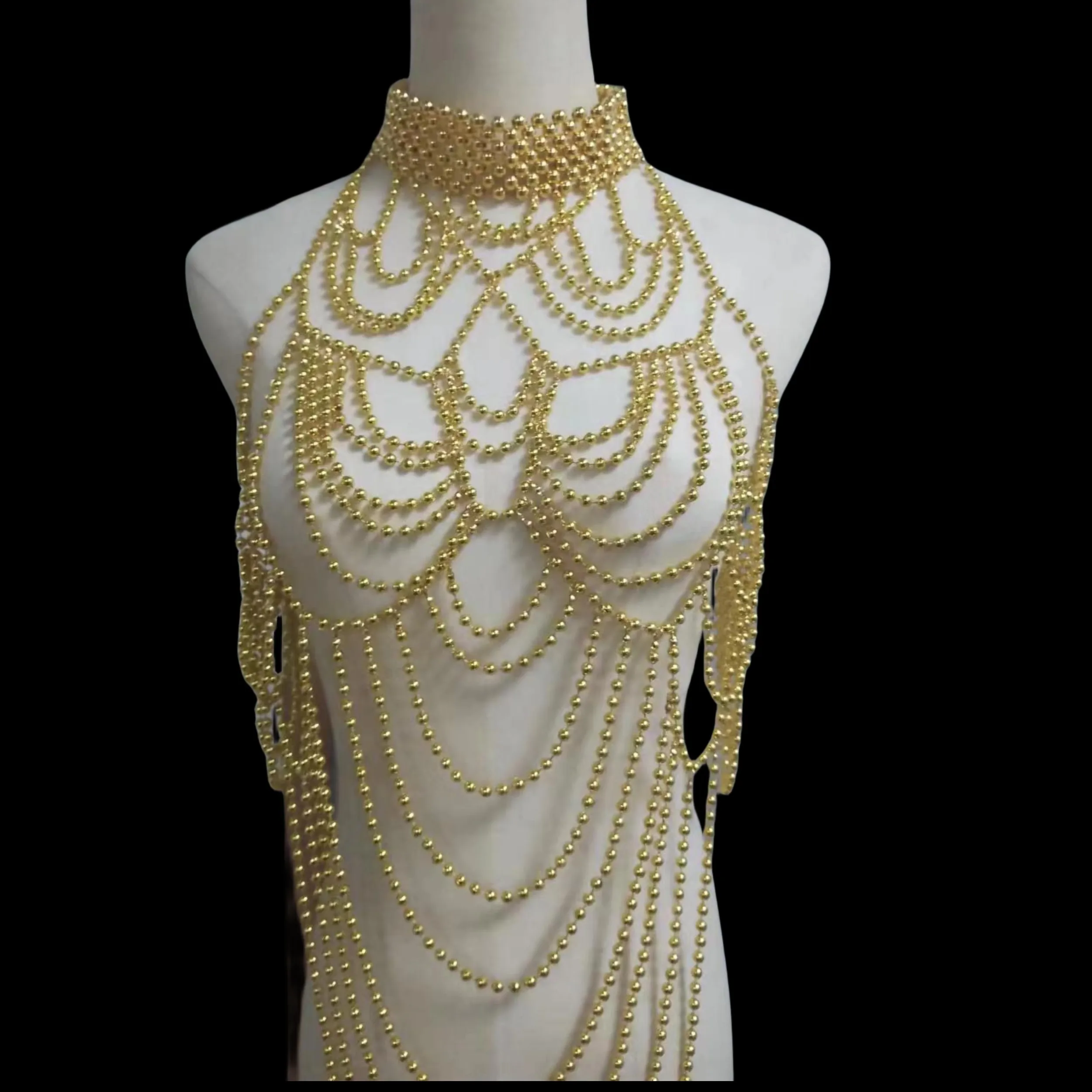 Body Chain Jewelry Pearl Sexy totally hand-made Shoulder Bikinis Waist Chain Bra Body Chains For Women Waist Hain Wedding Dress