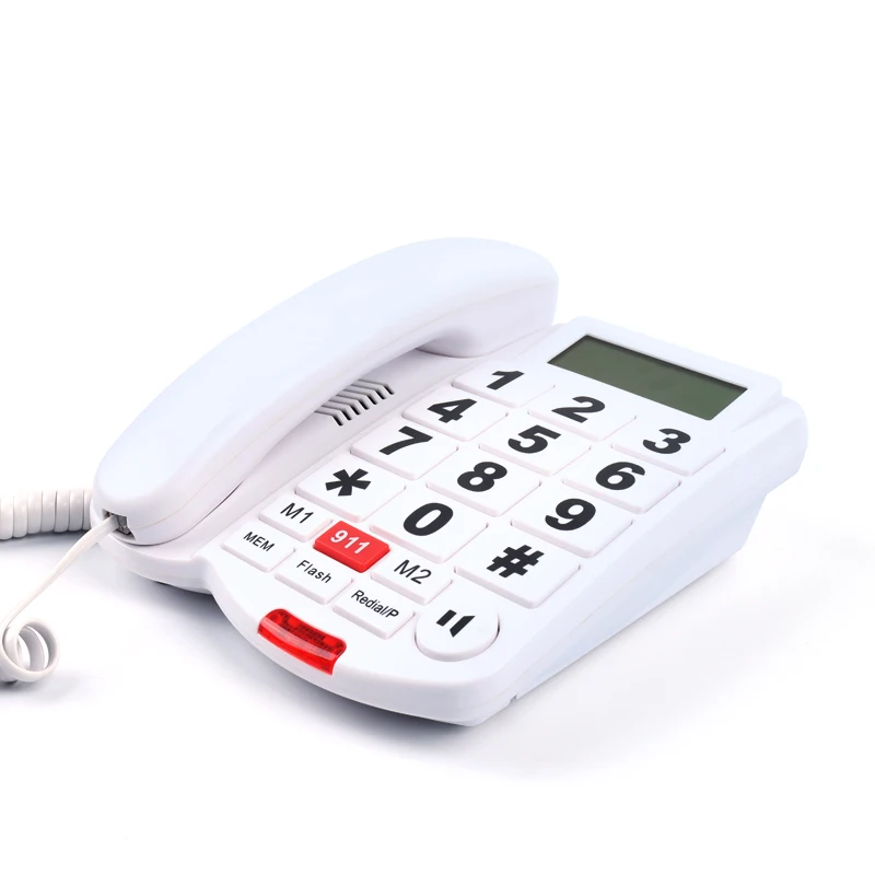 Elderly Big Button Telephone Amplified Photo Memory Corded Landline Energy Saving SOS One Touch Dial Easy To Read for Seniors