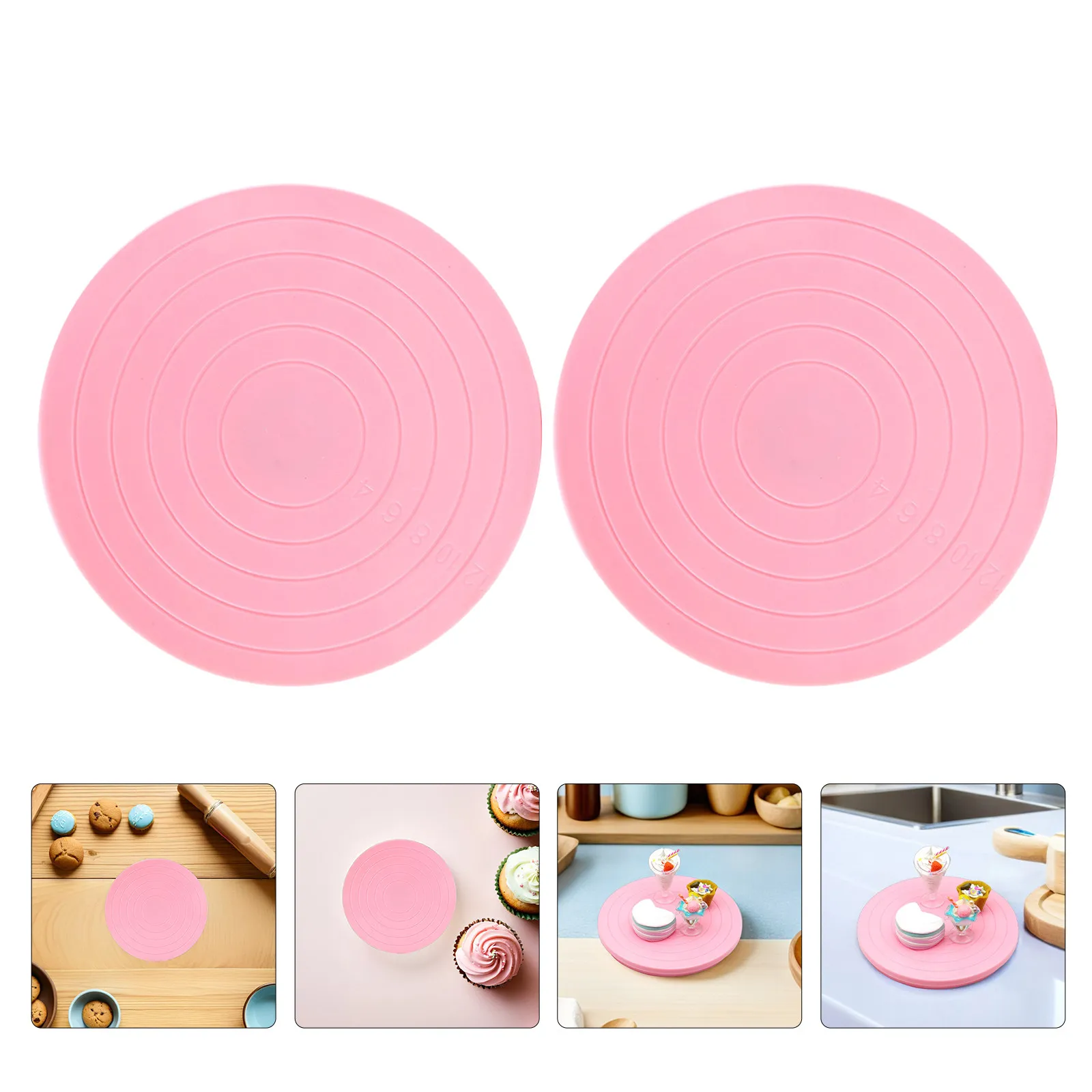 2Pcs Cake Turntable Plastic 5.5inch Revolving Platform Smooth Rotating Stand Cake Decorating for Cookie Cupcake Fondant