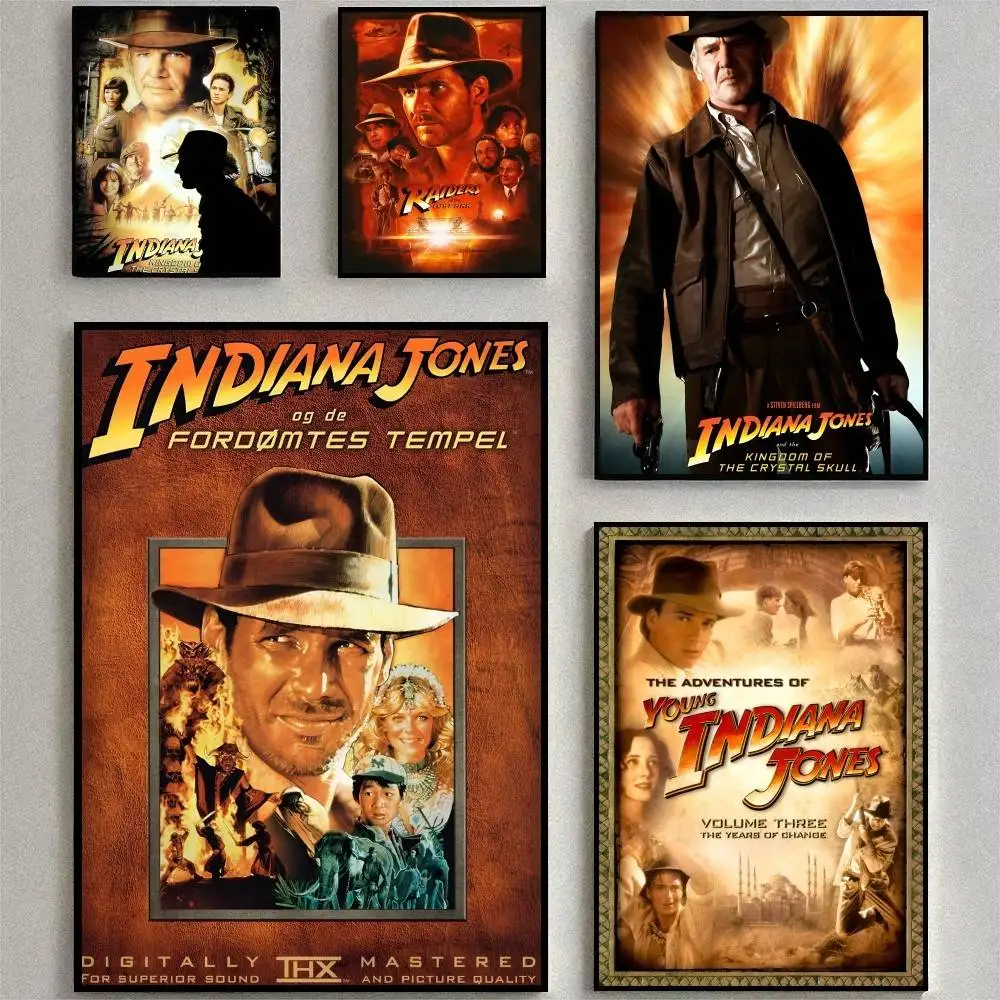 Classic Retro Movie Indiana Jones Poster Waterproof Wall Art Sticker For Bar Living Room Vintage Room Decor High Quality