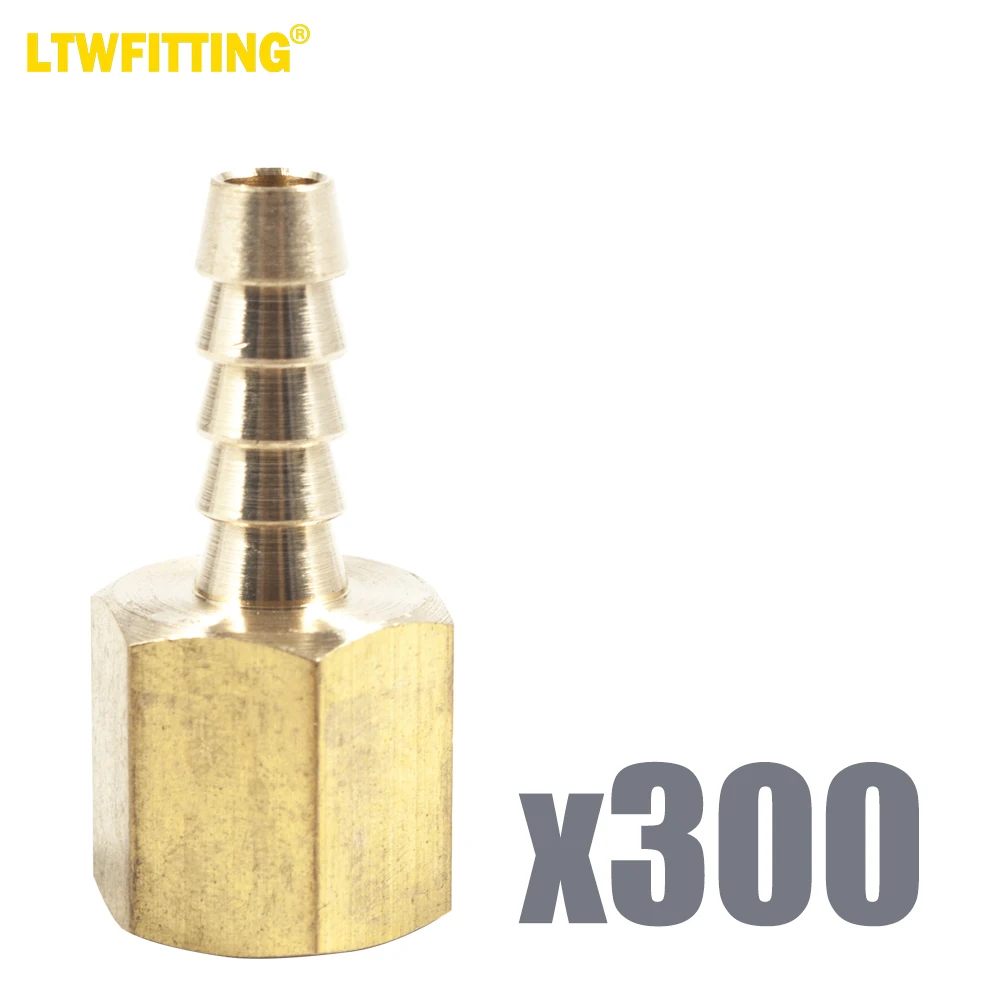 

LTWFITTING Brass Fitting Coupler 1/4-Inch Hose Barb x 1/4-Inch Female NPT Fuel Water Boat(Pack of 300)