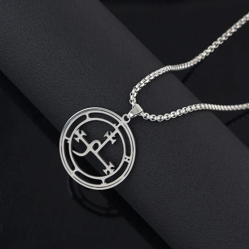 Demon Seal Necklace Men Women Silver Color Stainless Steel Pendants Satan Lilith Necklaces Jewery Colares Feminino