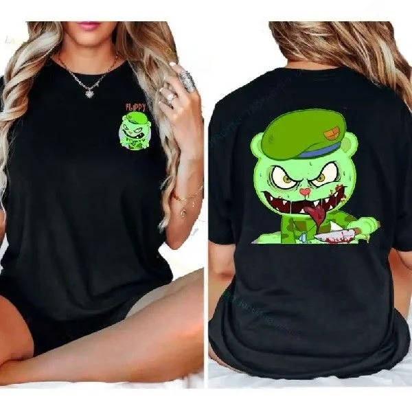 

ex Street Faion Kawaii Tirt Fun Cartoon Print Cotton Crew Ne ort Sve Thiened Modern Sle Top for All Ages