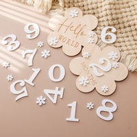 1 Set Wooden Baby Milestone 1-12 Monthly Flower Shape Milestone Cards Newborn Photo Accessories Photography Prop Birthing Gifts