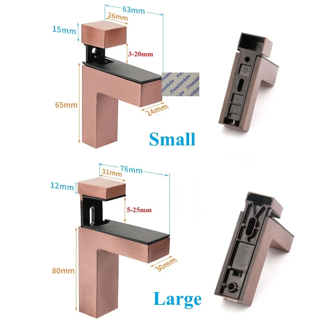 2Pcs Zinc F Shaped Wall Floating Wooden Glass Shelf Support Clamp Bracket Gold Chrome Red Bronze White Black