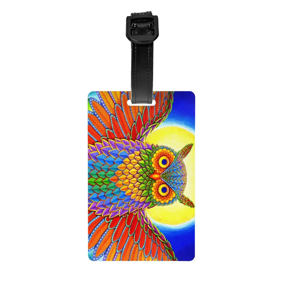 Custom Rainbow Owl Luggage Tag Privacy Protection Baggage Tags Travel Bag Labels Suitcase