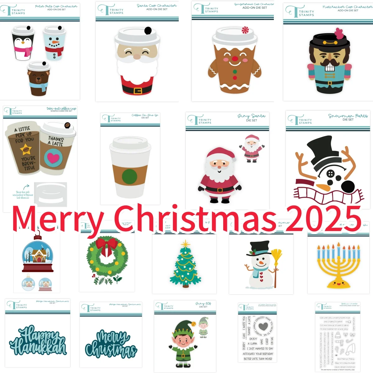 

Christmas 2025 Snowman Elf Coffee Cup Tree Metal Cutting Dies Clear Stamp Stencil for DIY Greeting Card Making Scrapbooking