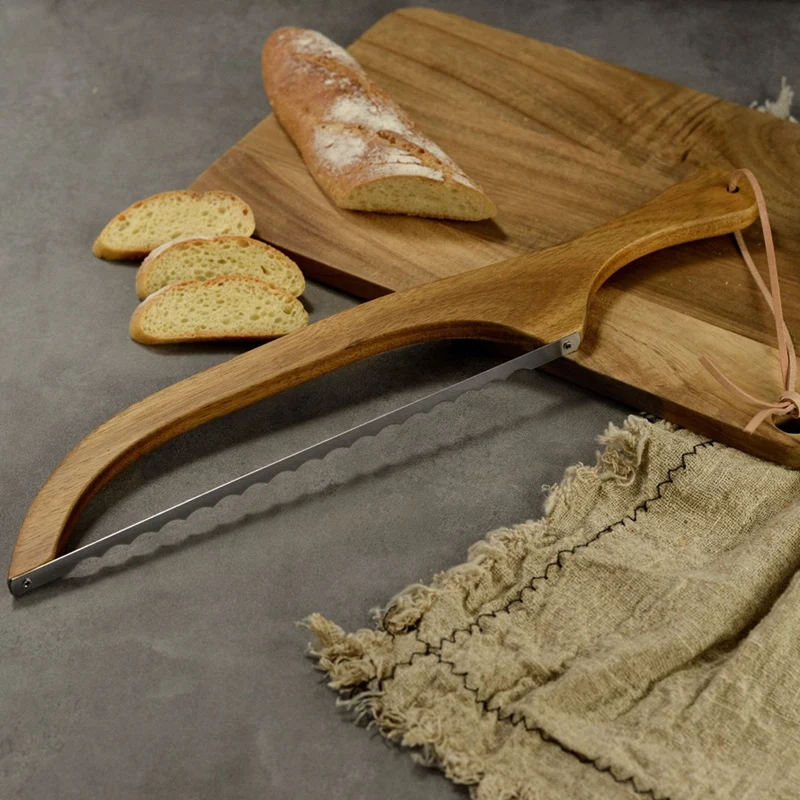 Bread Saw Sandwich Slicer Toast Saw Anti-Bending Wooden Bread Cutter For Homemade Bread