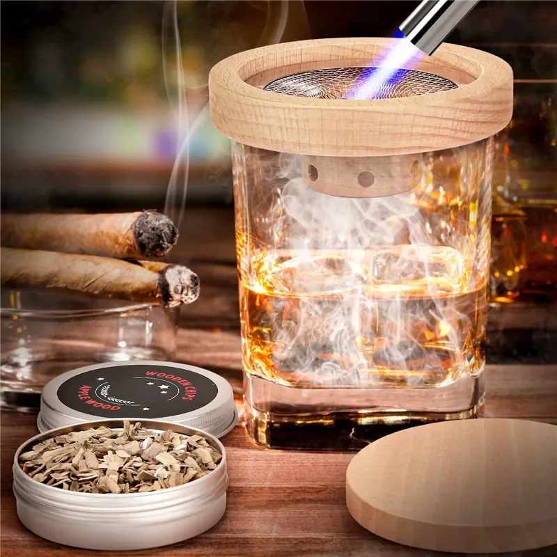 

Cocktail Smoker Smoke Accessories Beverage Wooden Smoked Kitchen Bar Accessorie Tool Men Gifts Tools Drinking Accessories