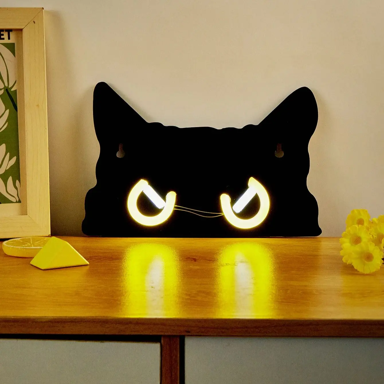 Chi-buy LED Neon Blackboard cat USB Powered Neon Signs Night Light 3D Wall Art Bedroom Living Room Decor Lamp Signs