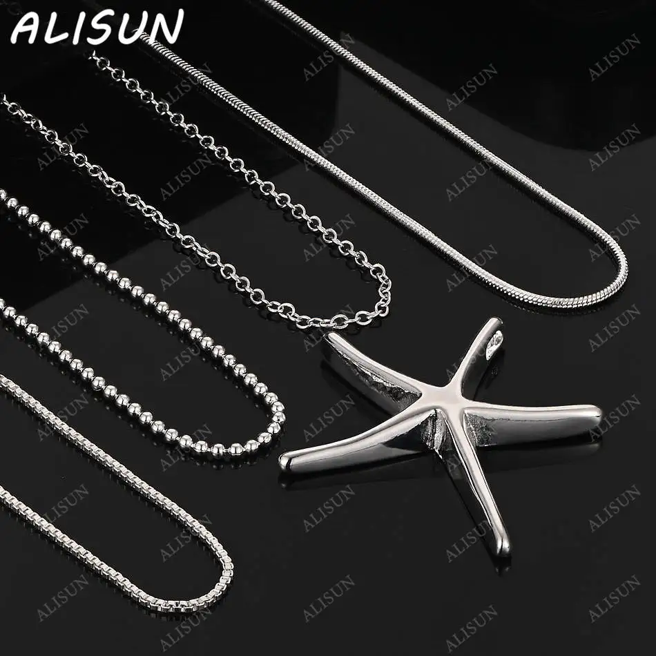 

ALISUN 40-75cm 925 Sterling Silver Design Star Pendant Necklace For Women Men Charm Trend Birthday Gifts Fashion Party