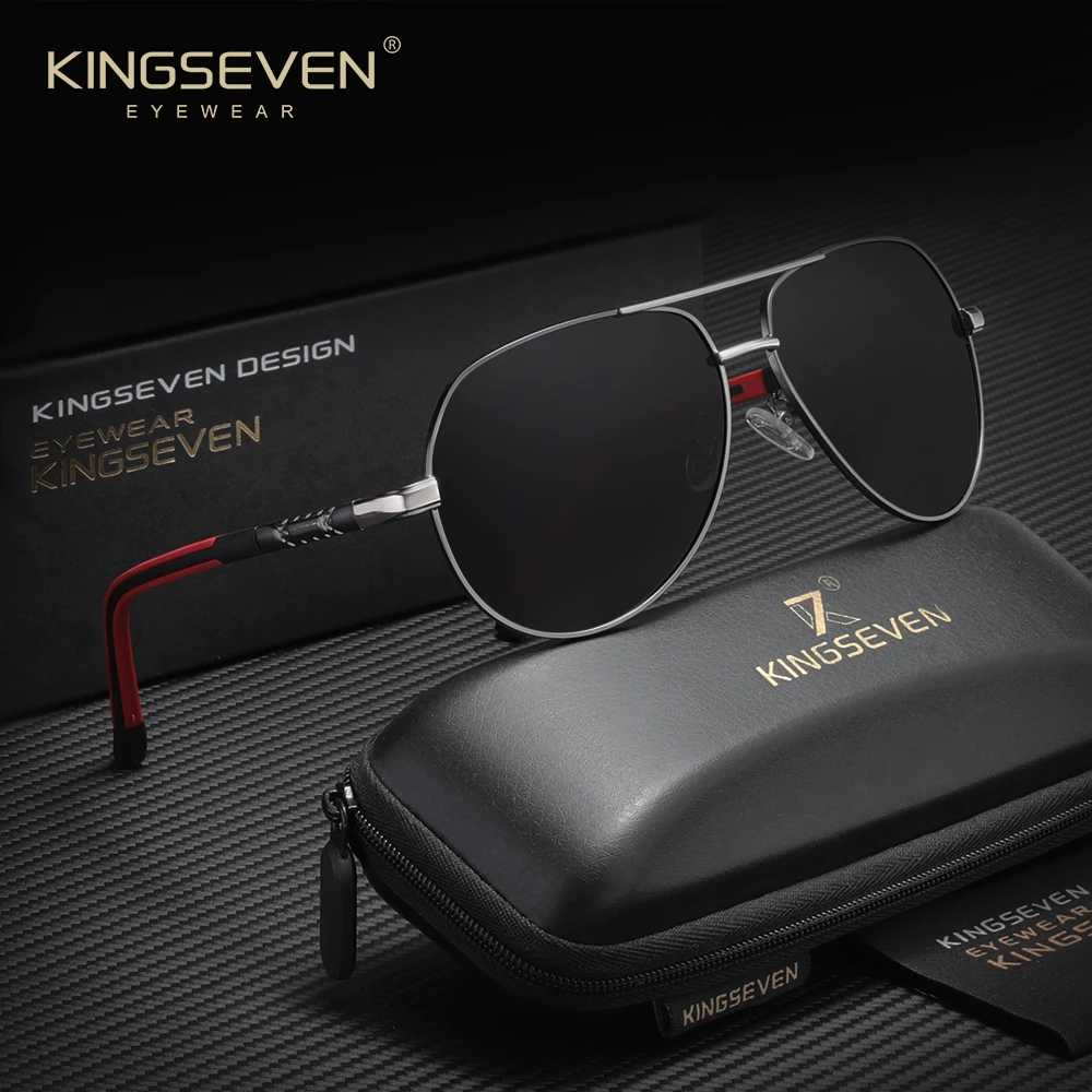 KINGSEVEN Piloten-Sonnenbrille für Herren, klassisch, polarisiert, UV400, lässig, modisch, trendige Brille, Urlaub, Business, Outdoor, Fahren, Brillen