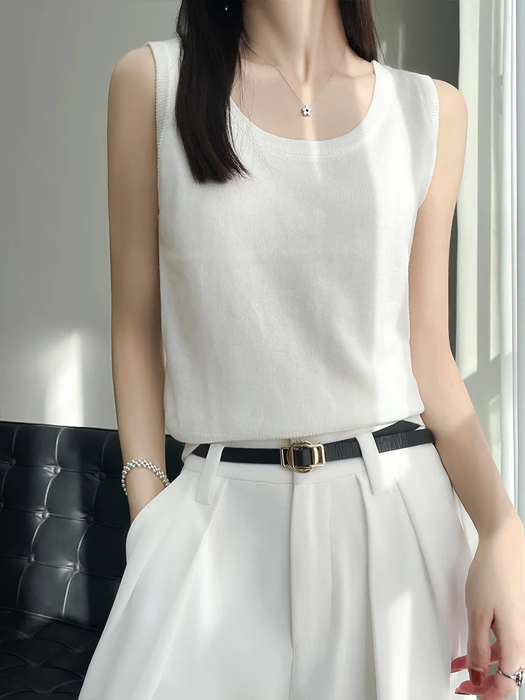 

Ice Silk Strap Vest Women Summer round Ne ort Loose Svel Wide oulder Base irt Casual Inner And Outer Wear