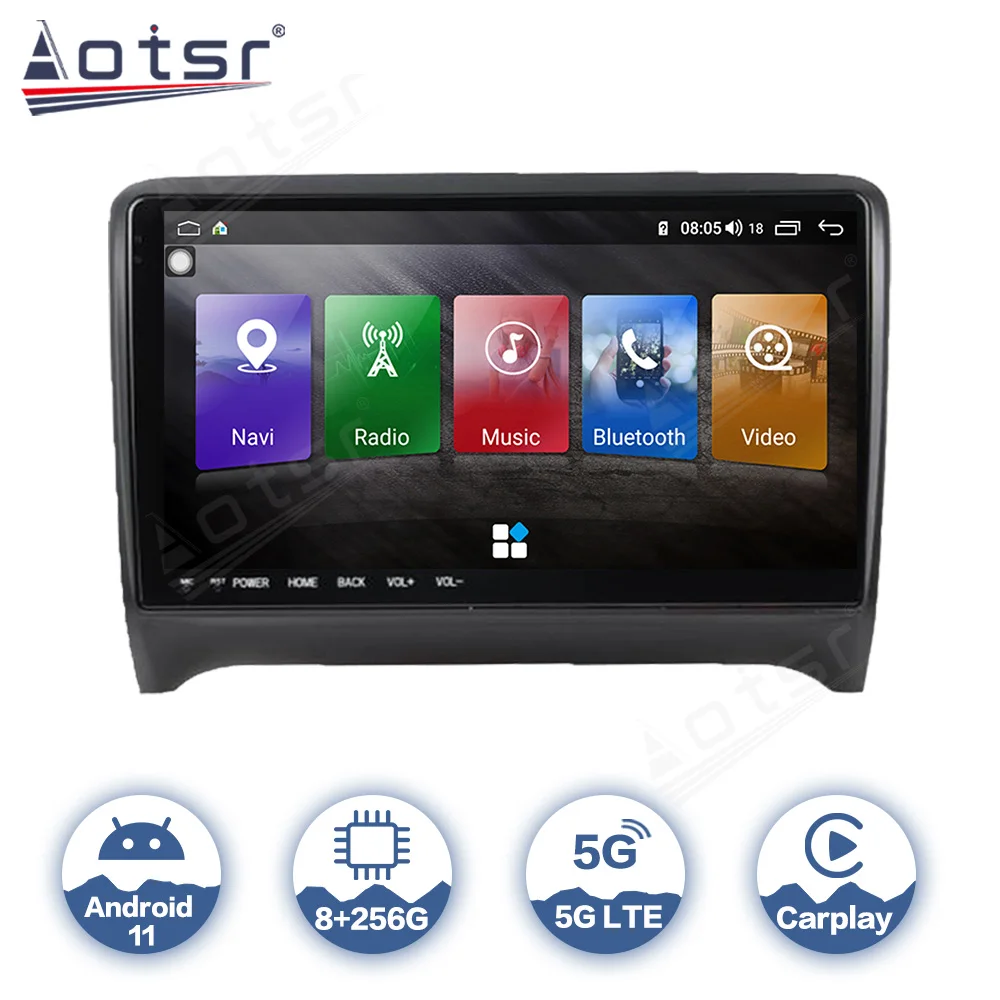 For Audi TT MK2 8J 2006 - 2012 Android 11 Car Radio Coche  Multimedia Player GPS Navigation DSP CarPlay IPS AutoRadio 4G LTE