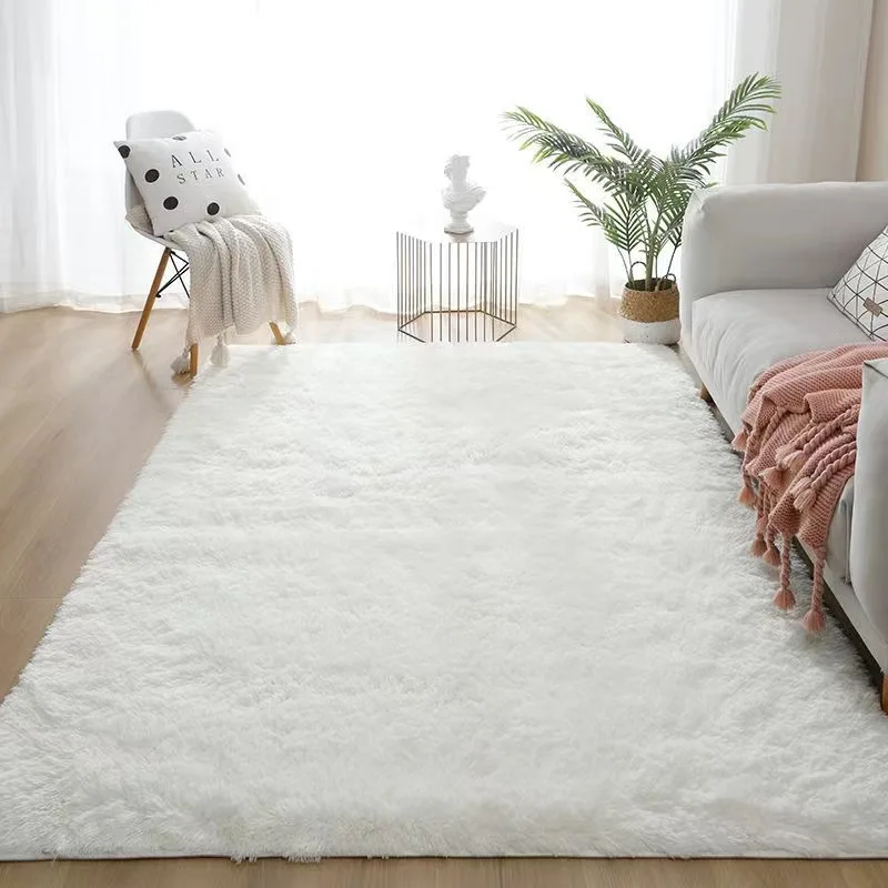 VIKAMA White Silk Wool Rug Pad Bedroom Living Room Children\'s Room Home Decor Soft and Fluffy Machine Washable Anti-slip