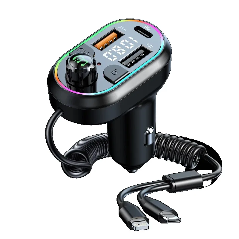 C29 Car Bluetooth FM Transmitter 3.1A Fast USB Charger RGB Light MP3 Player Hands‑free Auto Charging Adapter