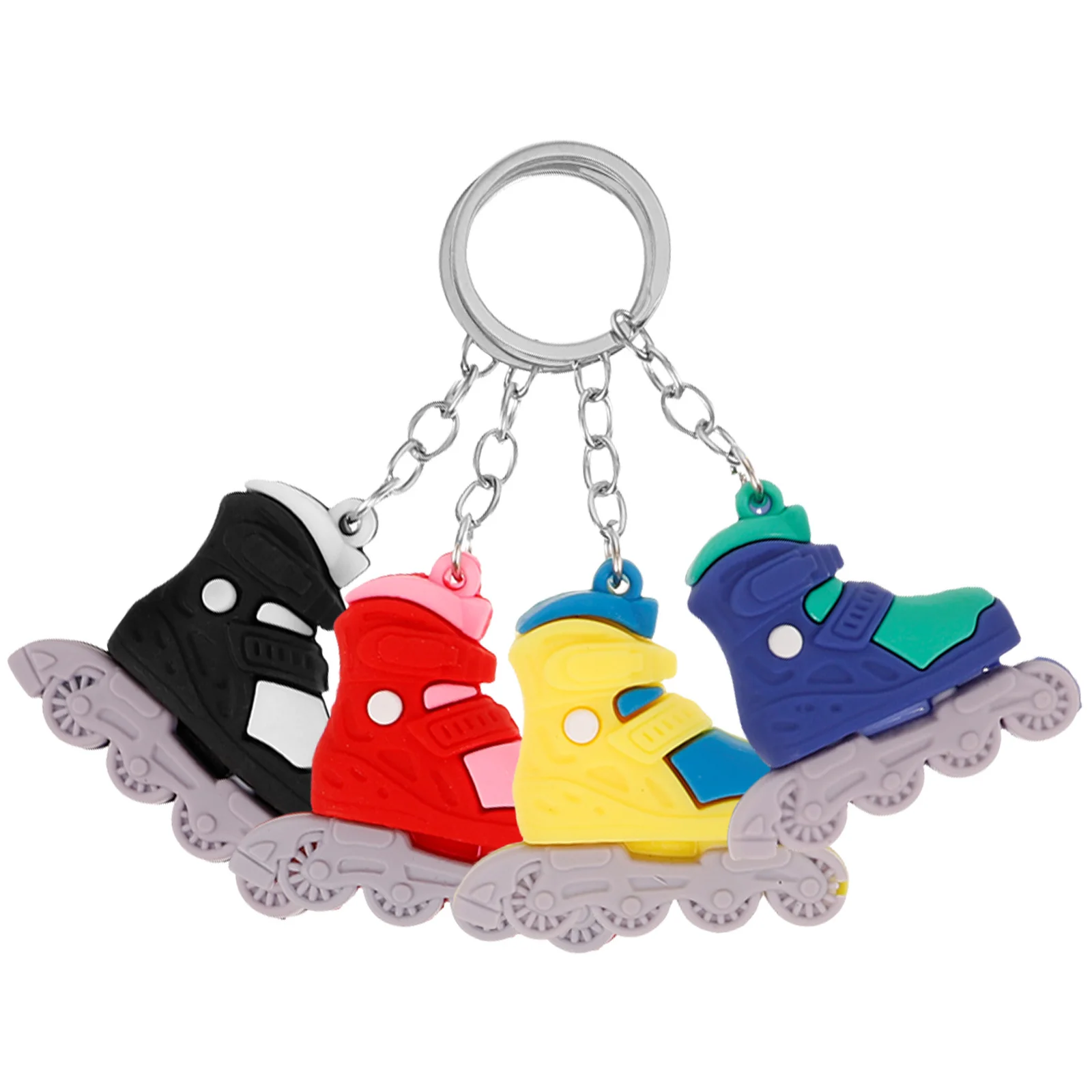 

4Pcs Chic Roller Skate Keychain Pendant Polished Finish Keyring Decor for Bag Car Keys DIY Pendant Kawaii Style