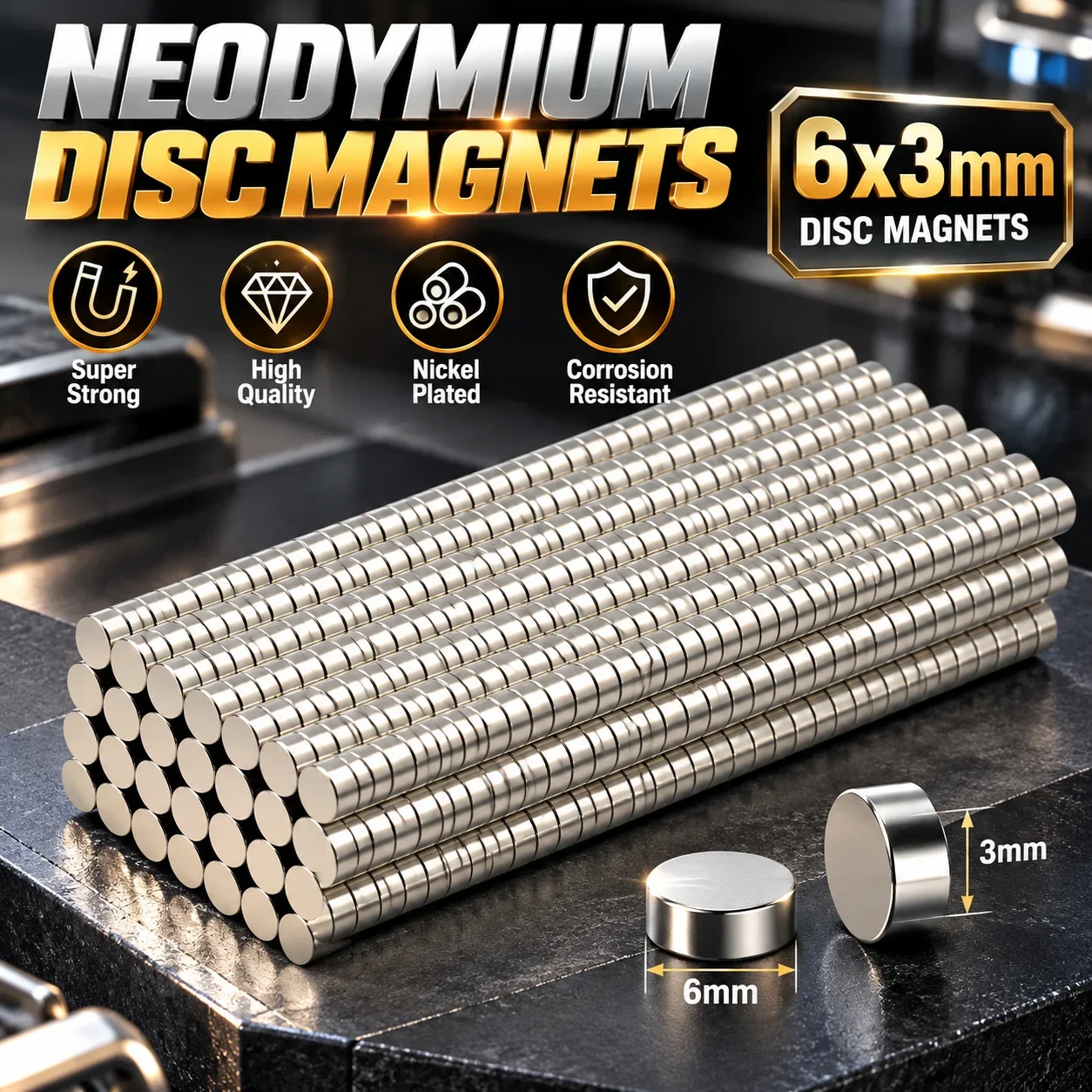 6x3mm N35 Neodymium Magnets Round Disc NdFeB Permanent Magnets For Fridge Refrigerator DIY Crafts Model Making