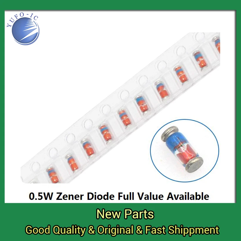 200PCS 5V1 5V6 6V2 6V8 7V5 8V2 1/2W 2.2/2.4/2.7/3.3/3.6/3.9/ LL34 ZMM 0.5W 2V0 2V2 2V4 Zener Diode 2V7 3V0 3V3 3V6 3V9 4V3 4V7
