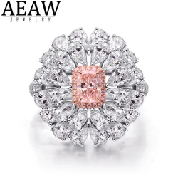 AEAW 10k White Gold 0.5CT Main Stone 4.9ctw Side Stone Fancy Pink Radiant Cut CVD HPHT Lab Grown Diamond Engagement Ring NGIC