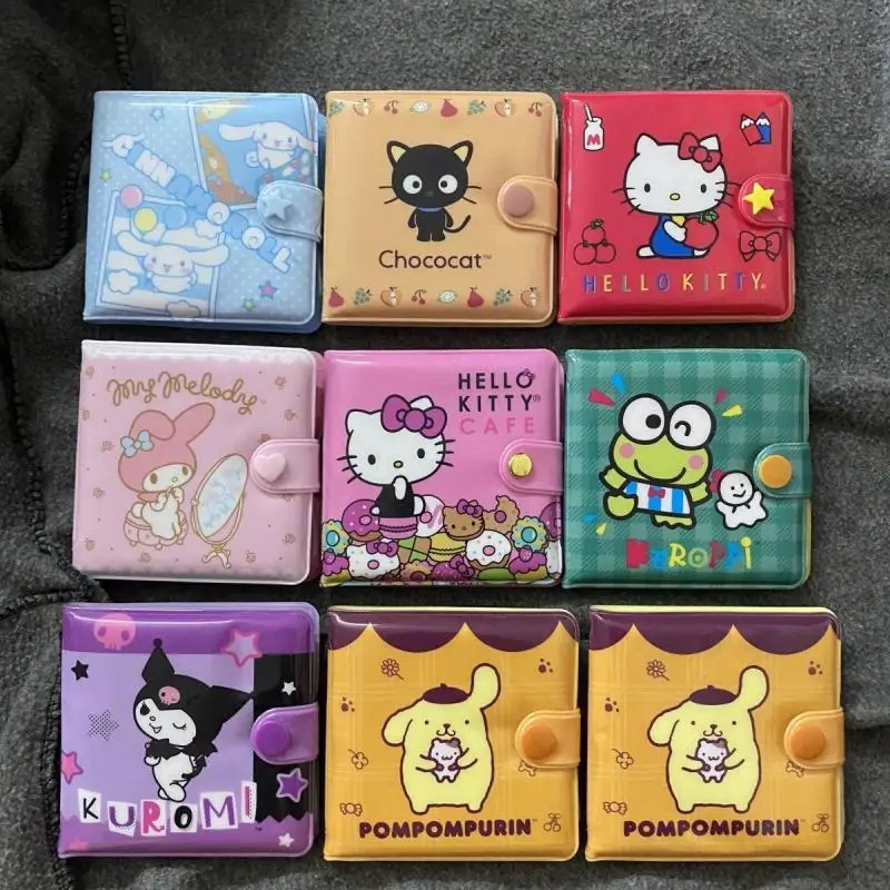 

Anime Sanrioed Hello Kittys Cartoon Square Wallet Coin Purse Kawaii Kuromi My Melody Cinnamoroll Folding Card Holder Waterproof