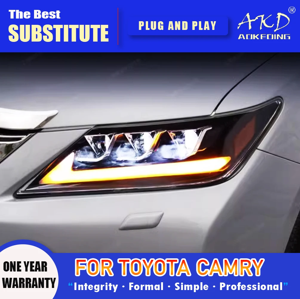 

AKD Head Lamp for Toyota Camry LED Headlight 2012-2014 Headlights Camry DRL Turn Signal High Beam Angel Eye Projector Lens