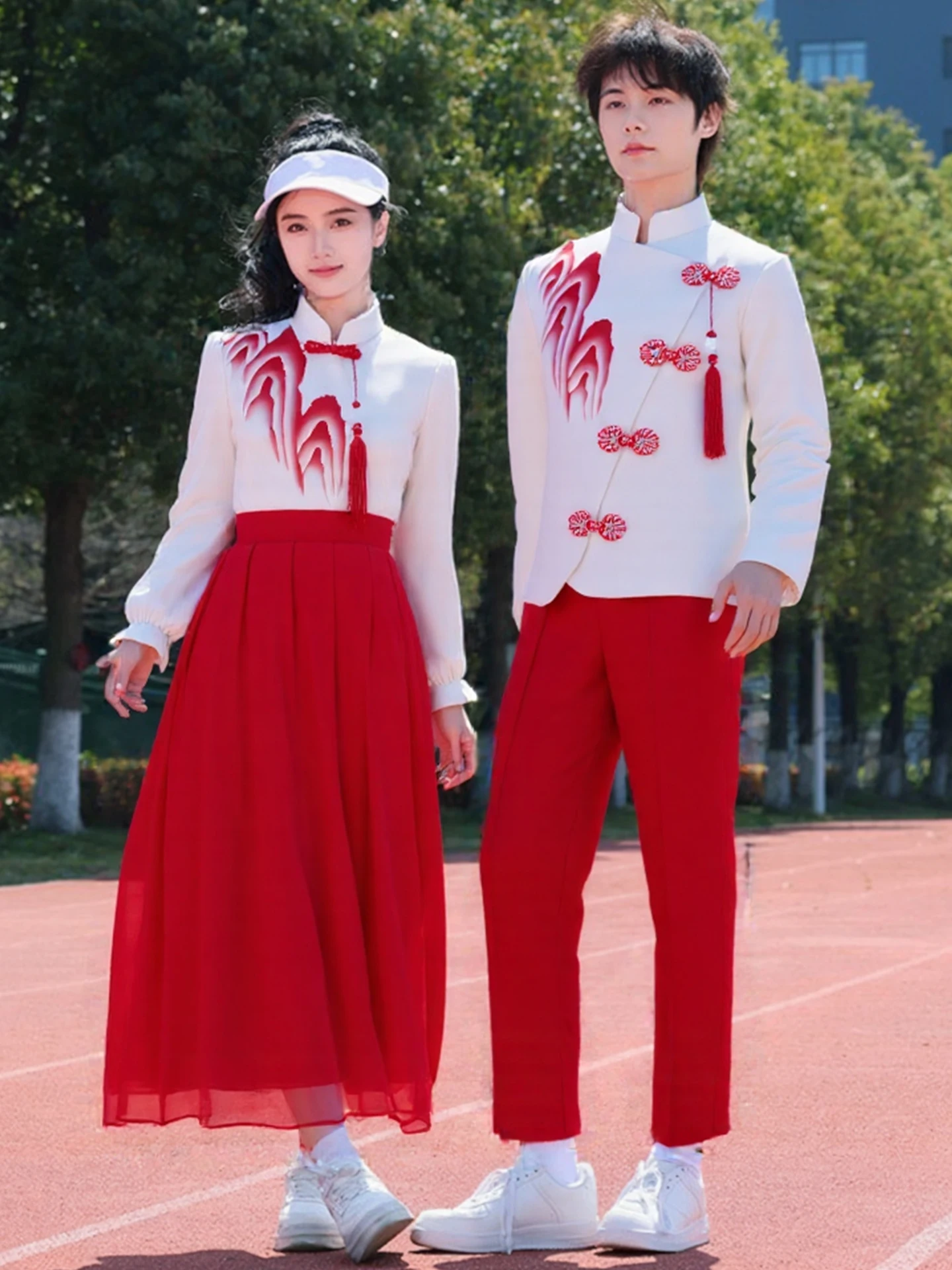 

Red National Sle Chorus Performance Costume Entrance Ceremony orm High School Junior High Student Speech ow Outfit