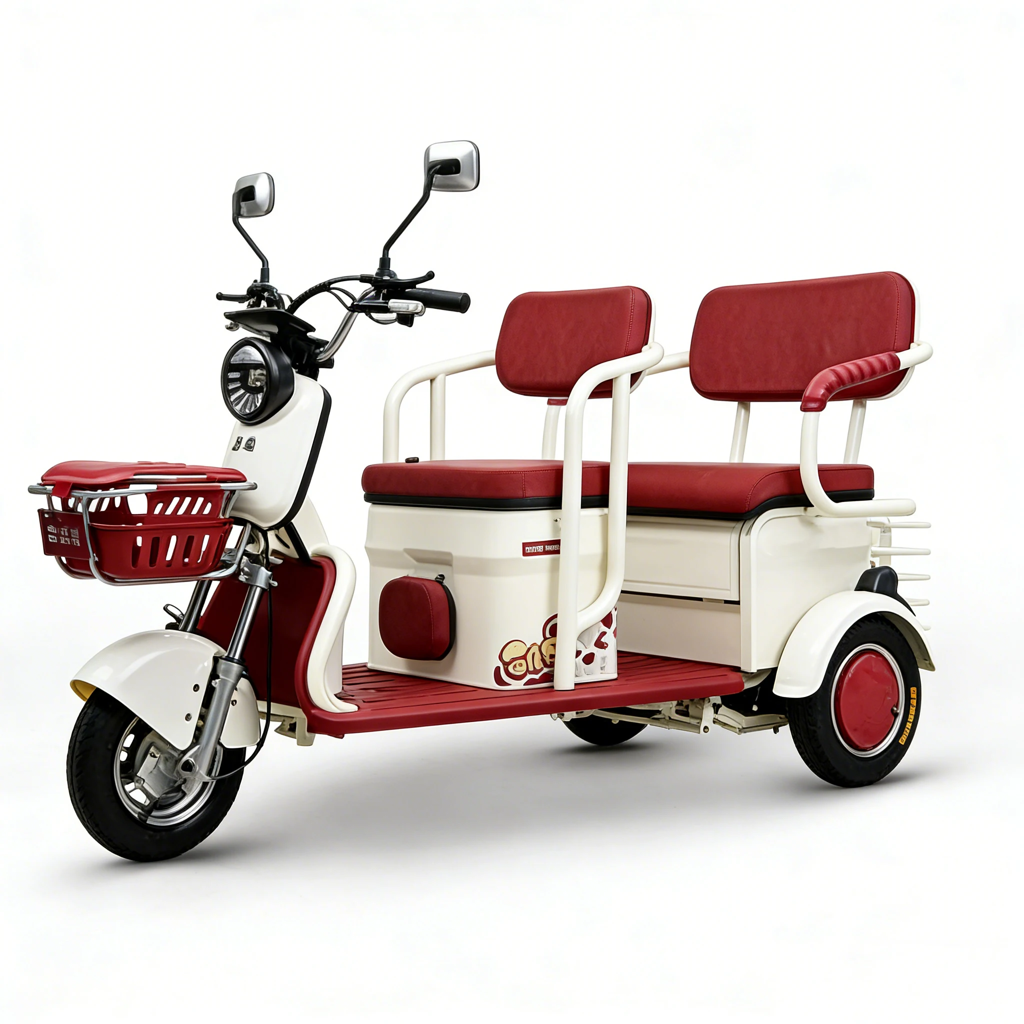 Heavy Duty Electric Tricycle with High Power Battery and Enhanced Suspension for Passenger Use Open Body