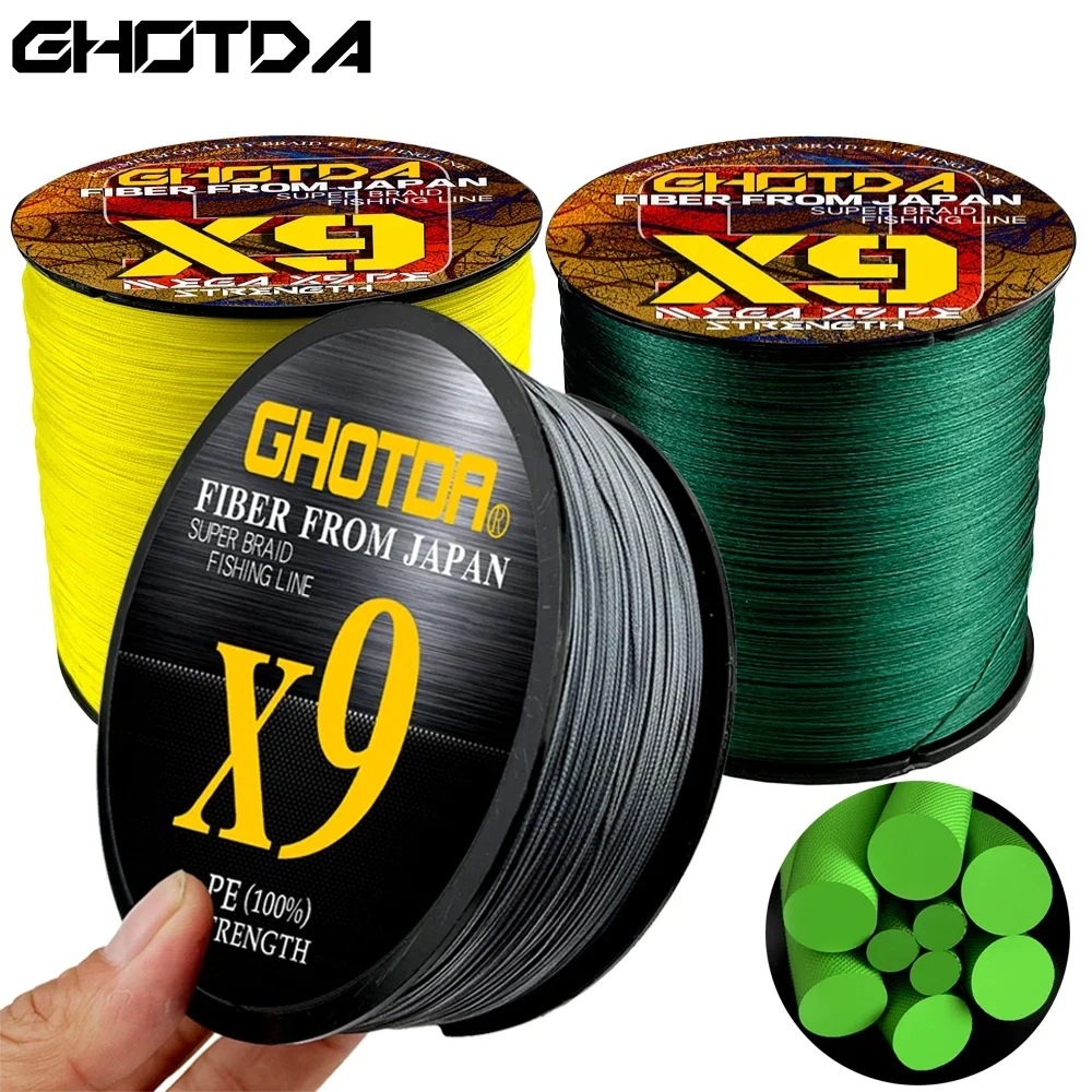 Ghotda linha de pesca x9 super trança pe linha isca 100m/300m 20-80lb barco linhas de pesca durável mar carpa ferramenta de água salgada 0.14-0.4mm